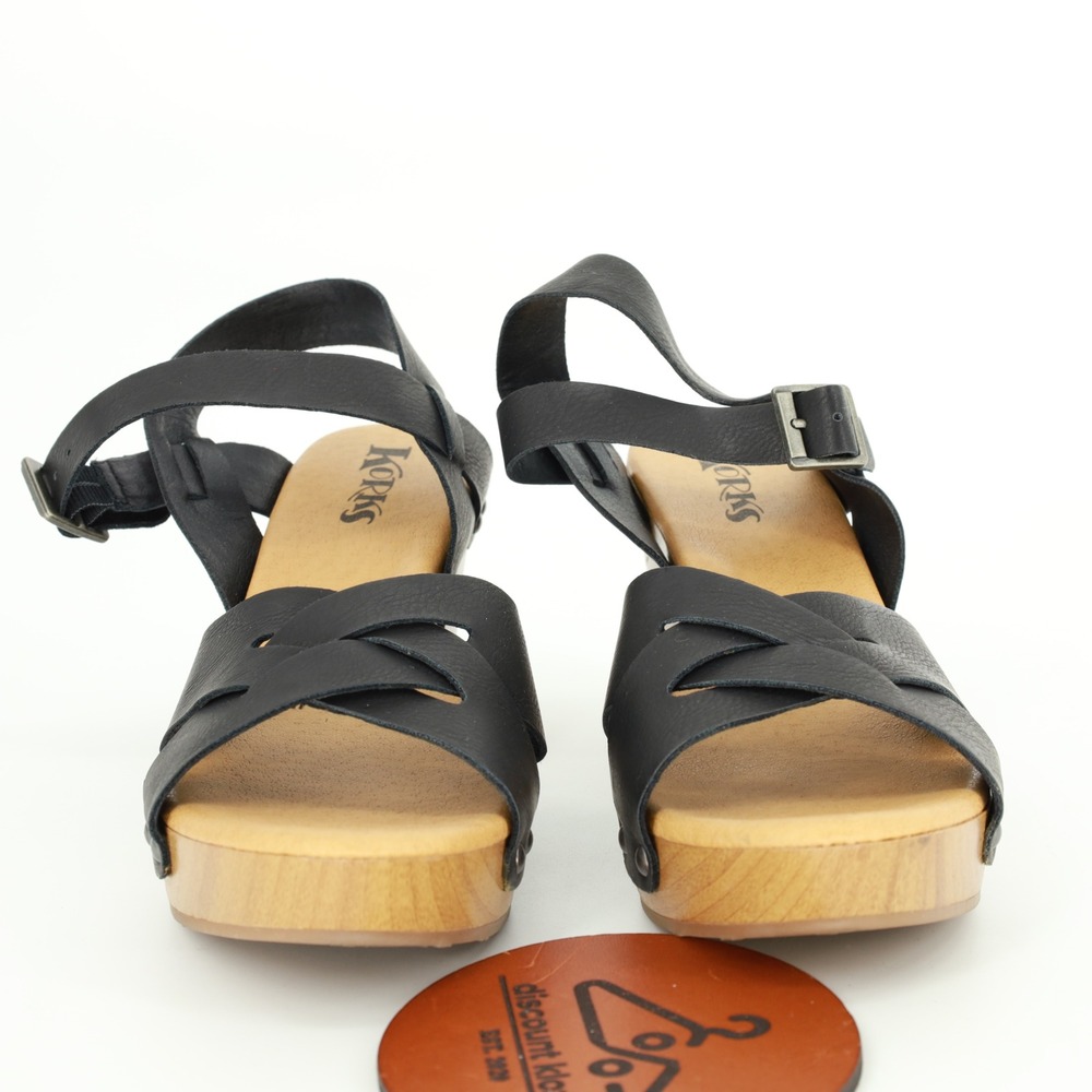 Korks Bagley Leather Wood Block Heel Platform Clog Sandals Size 9 - Picture 3 of 11